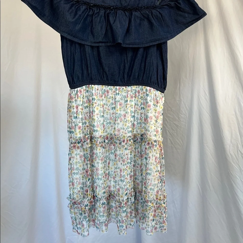 Justice calico drop sleeve country cute midi